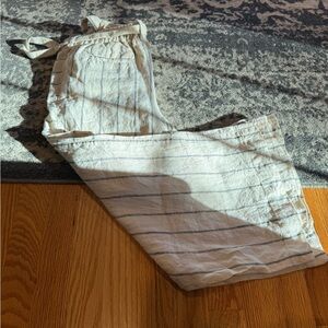 Anthropologie Cream and Black Striped Cropped Pants